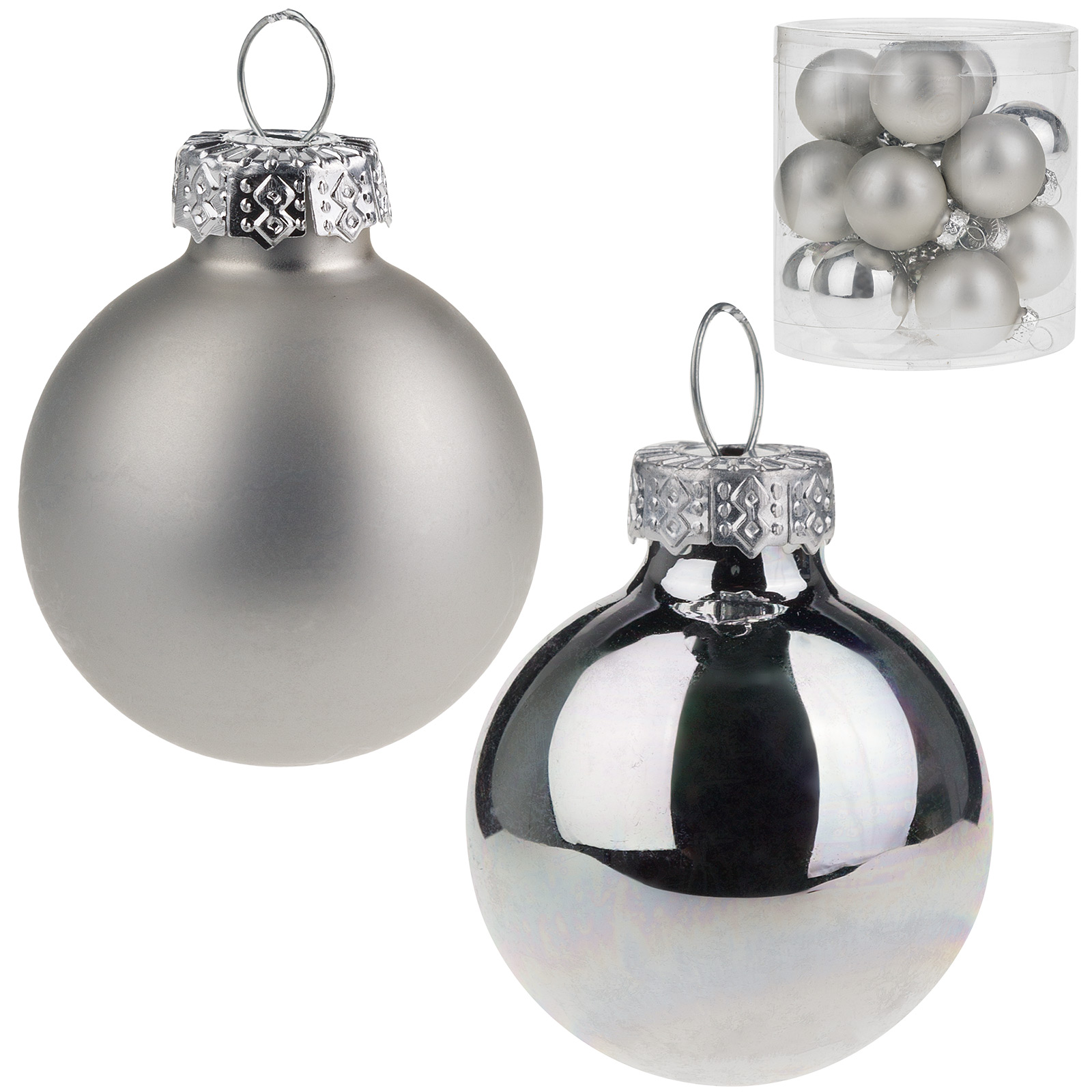 Елочная игрушка "Шар" (стекло), D3 см, набор (16 шт) Серебряный