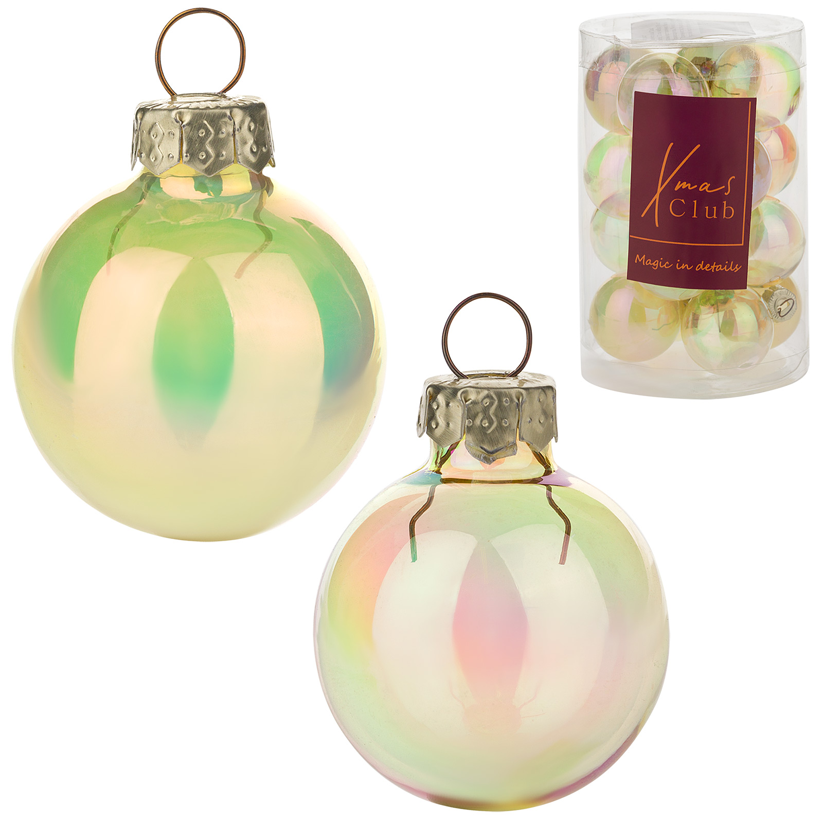 Елочная игрушка "Шар" (стекло), D3 см, набор (16 шт) Светло-желтый