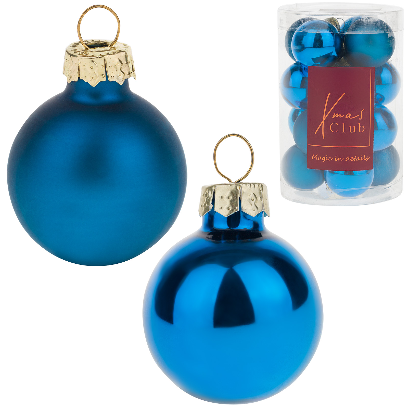 Елочная игрушка "Шар" (стекло), D3 см, набор (16 шт) Синий