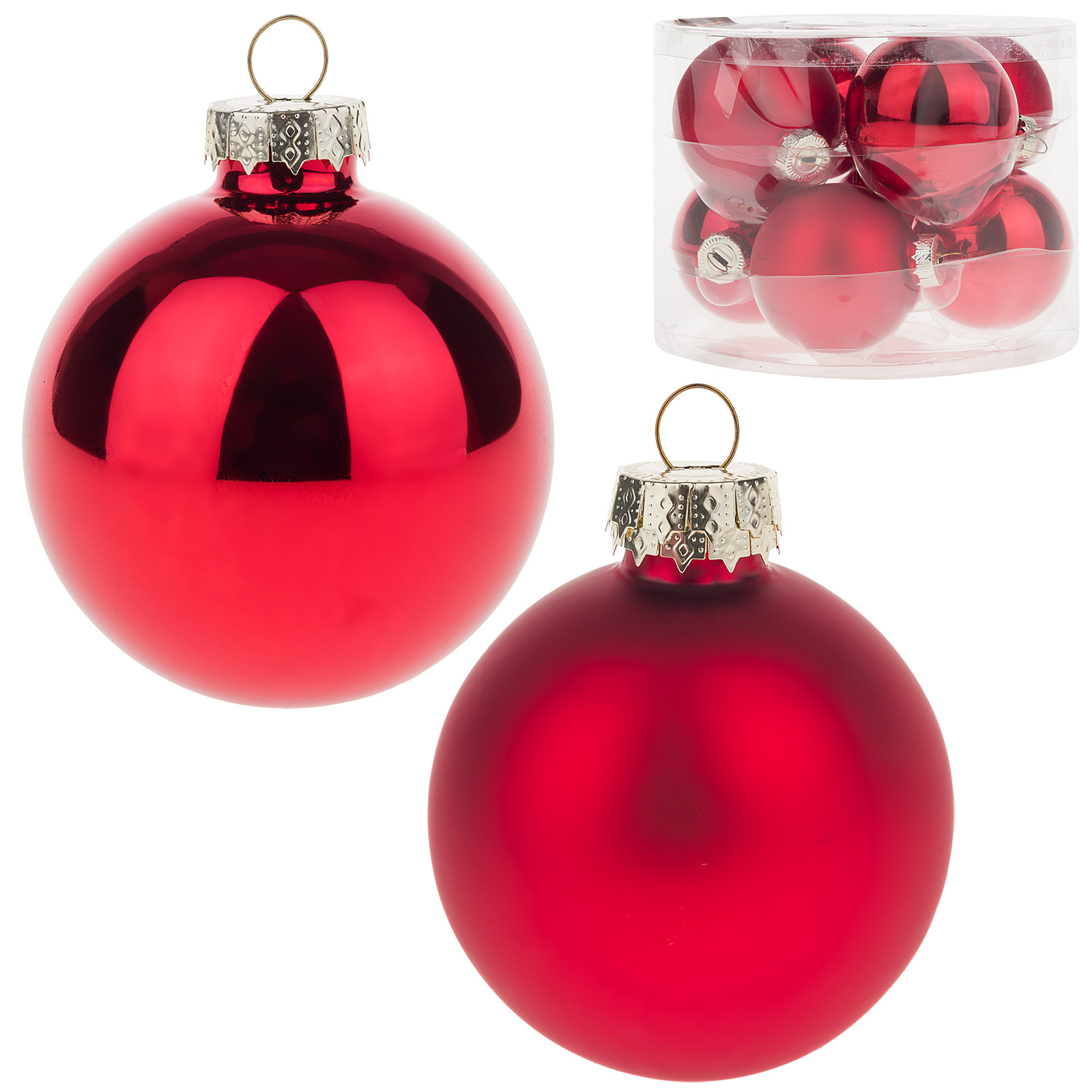 Елочная игрушка "Шар" (стекло), D6 см, набор (8 шт) Красный