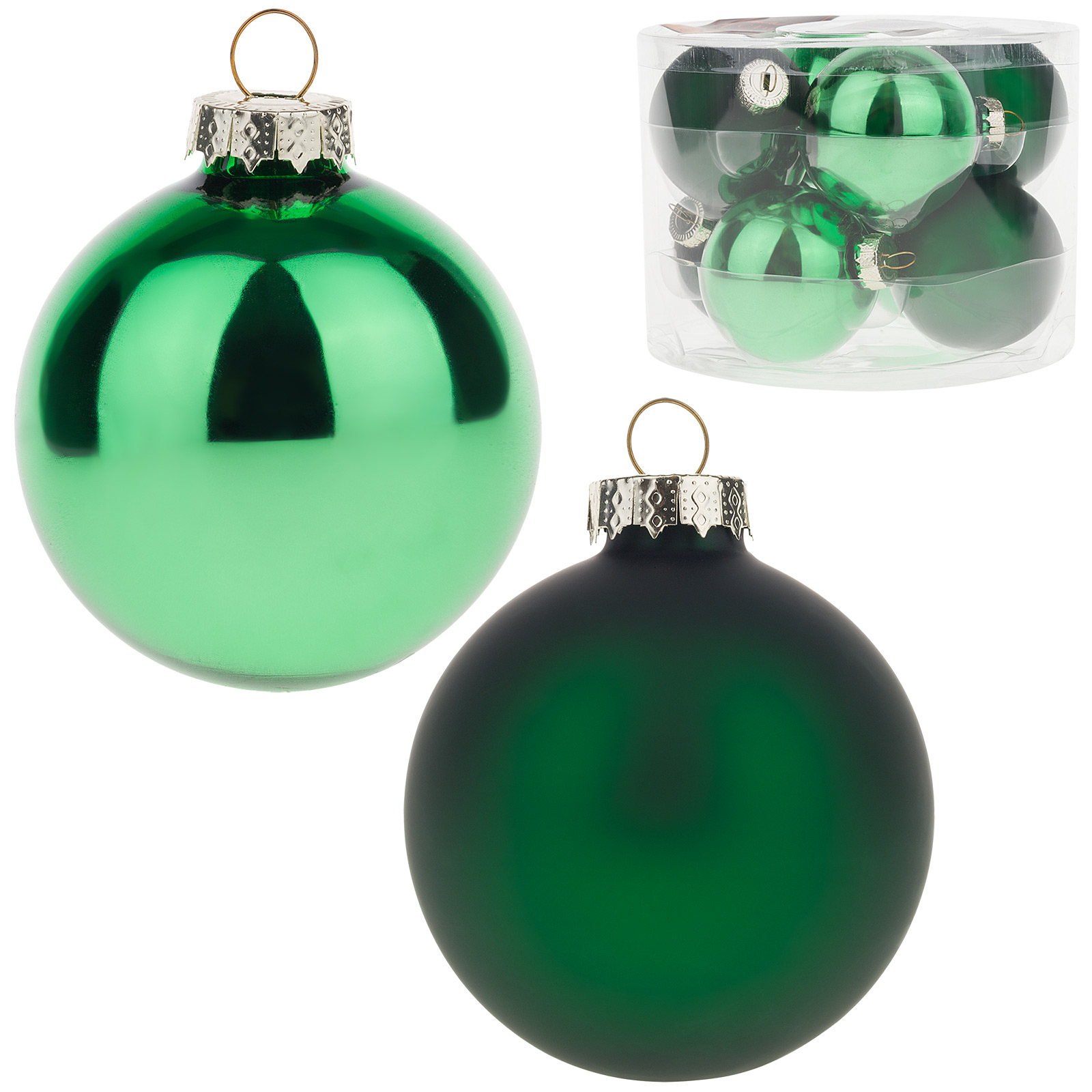 Елочная игрушка "Шар" (стекло), D6 см, набор (8 шт) Зеленый