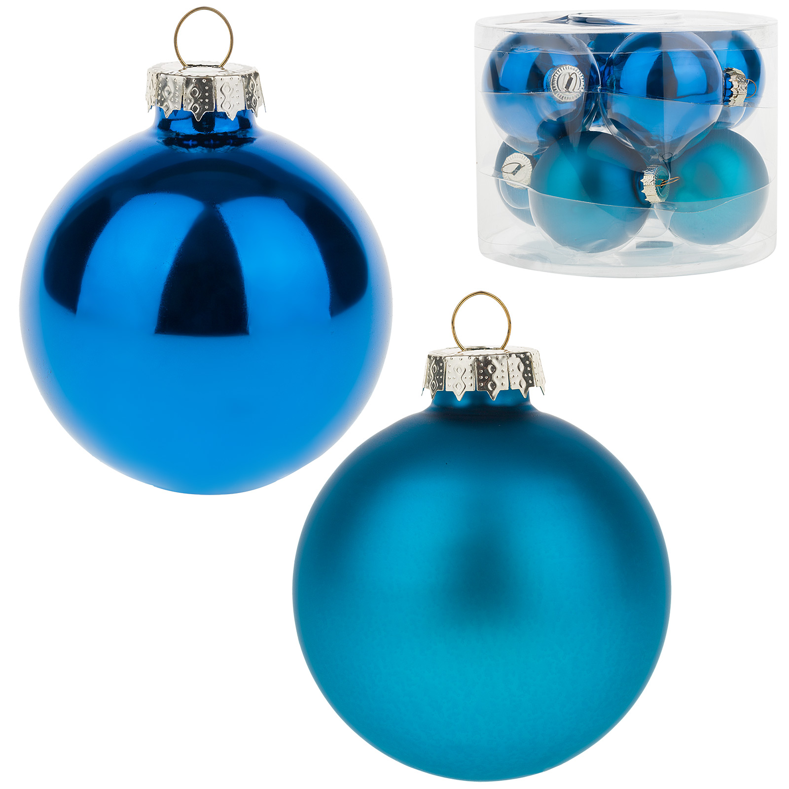 Елочная игрушка "Шар" (стекло), D6 см, набор (8 шт) Синий
