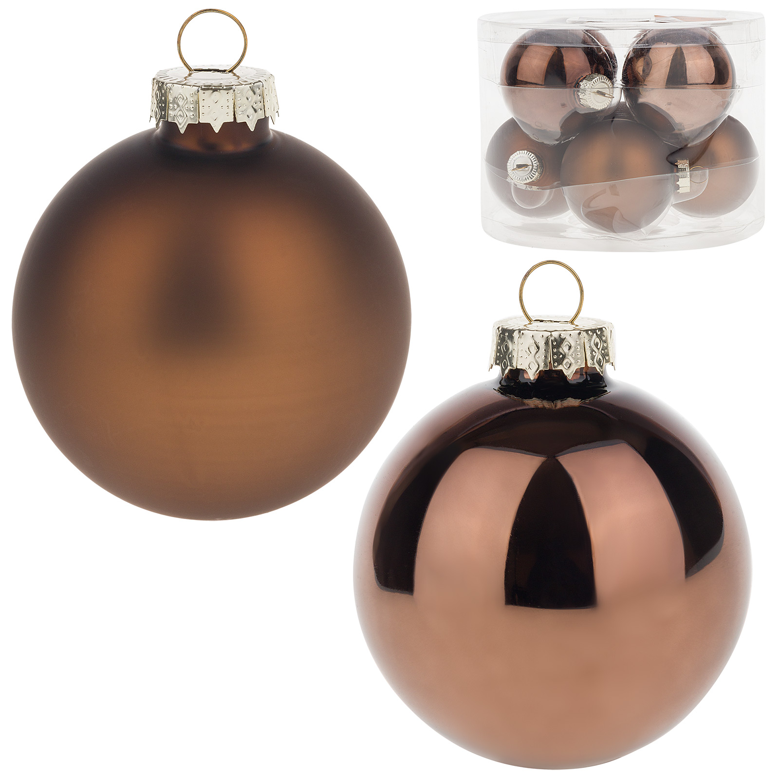 Елочная игрушка "Шар" (стекло), D6 см, набор (8 шт) Коричневый