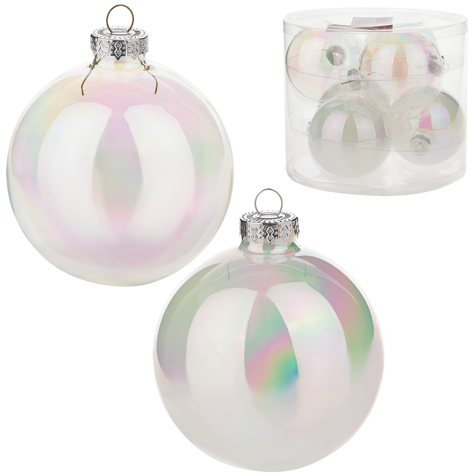 Елочная игрушка "Шар" (стекло), D8 см, набор (6 шт) В ассортименте