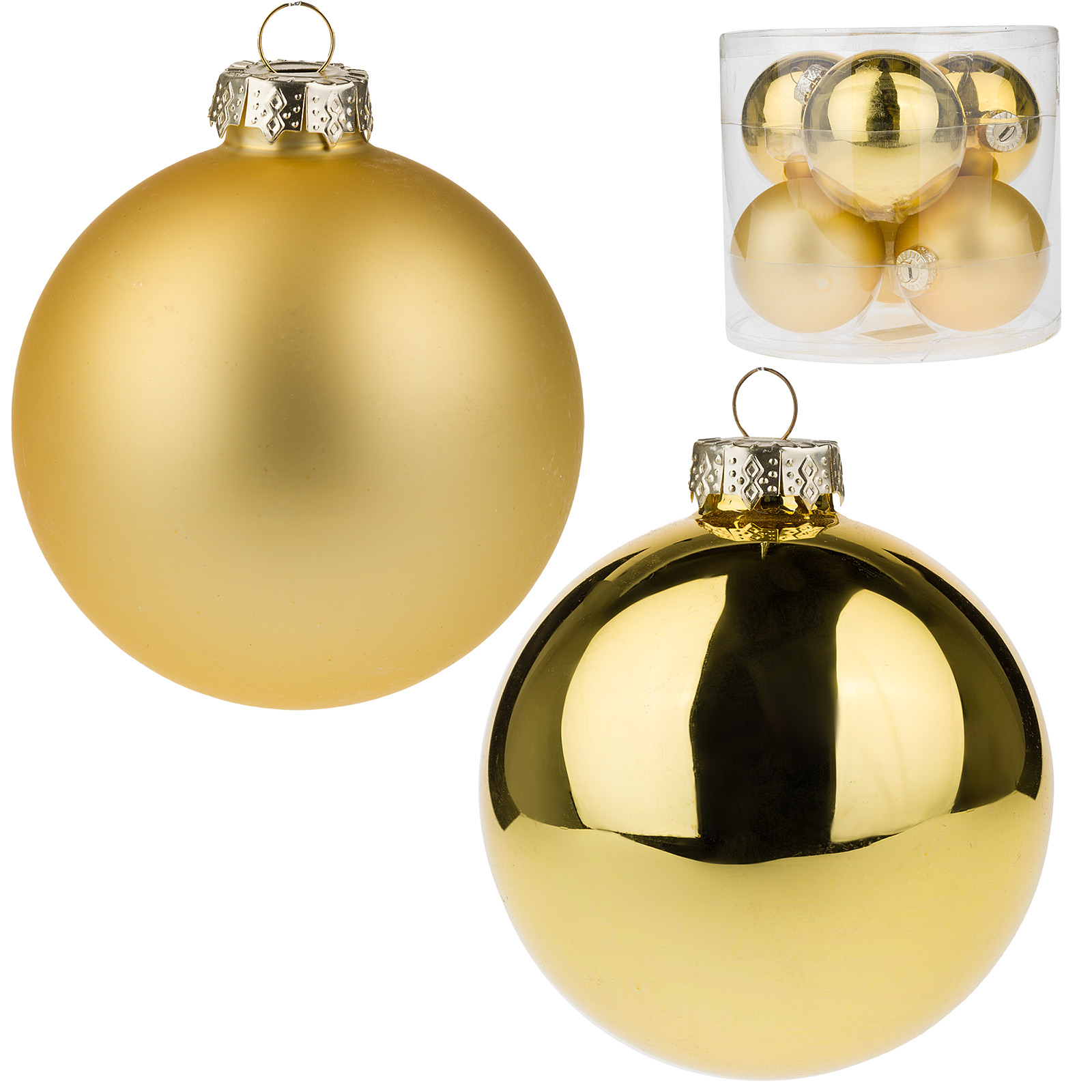 Елочная игрушка "Шар" (стекло), D8 см, набор (6 шт) Золотой