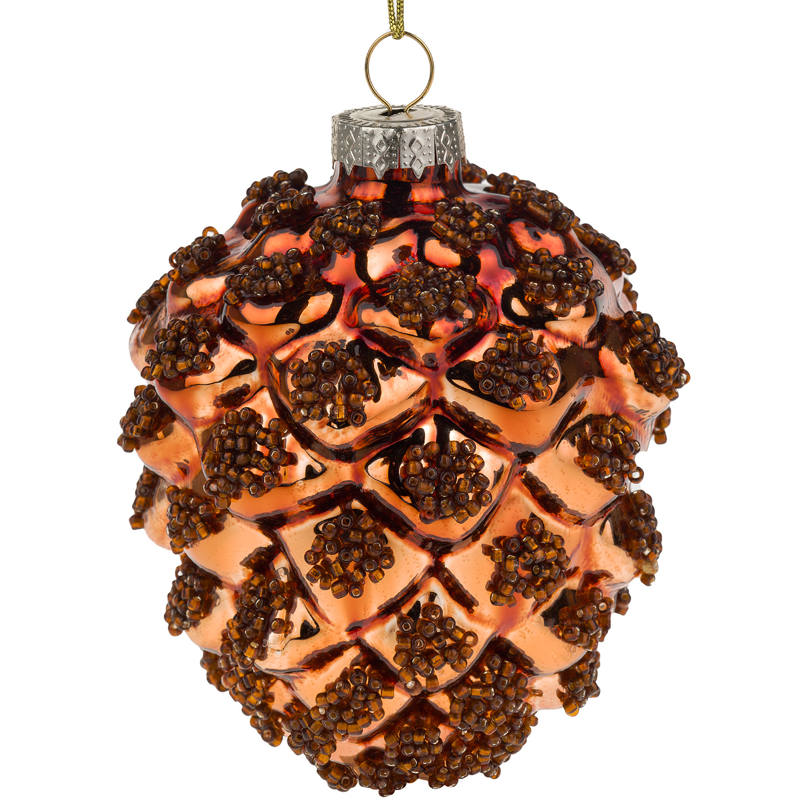 Елочная игрушка "Шишка" (стекло), 8xH10,5 см Коричневый