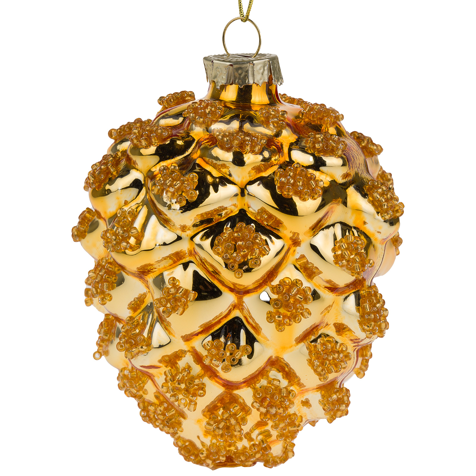 Елочная игрушка "Шишка" (стекло), 8xH10,5 см Золотой