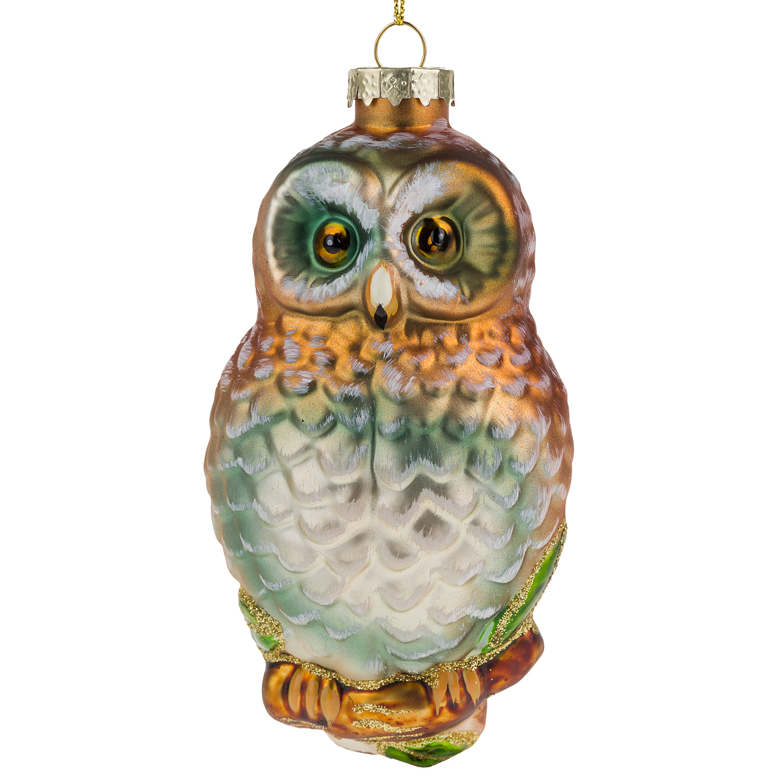 Елочная игрушка "Сова" (стекло), 7x5xH12 см Коричневый