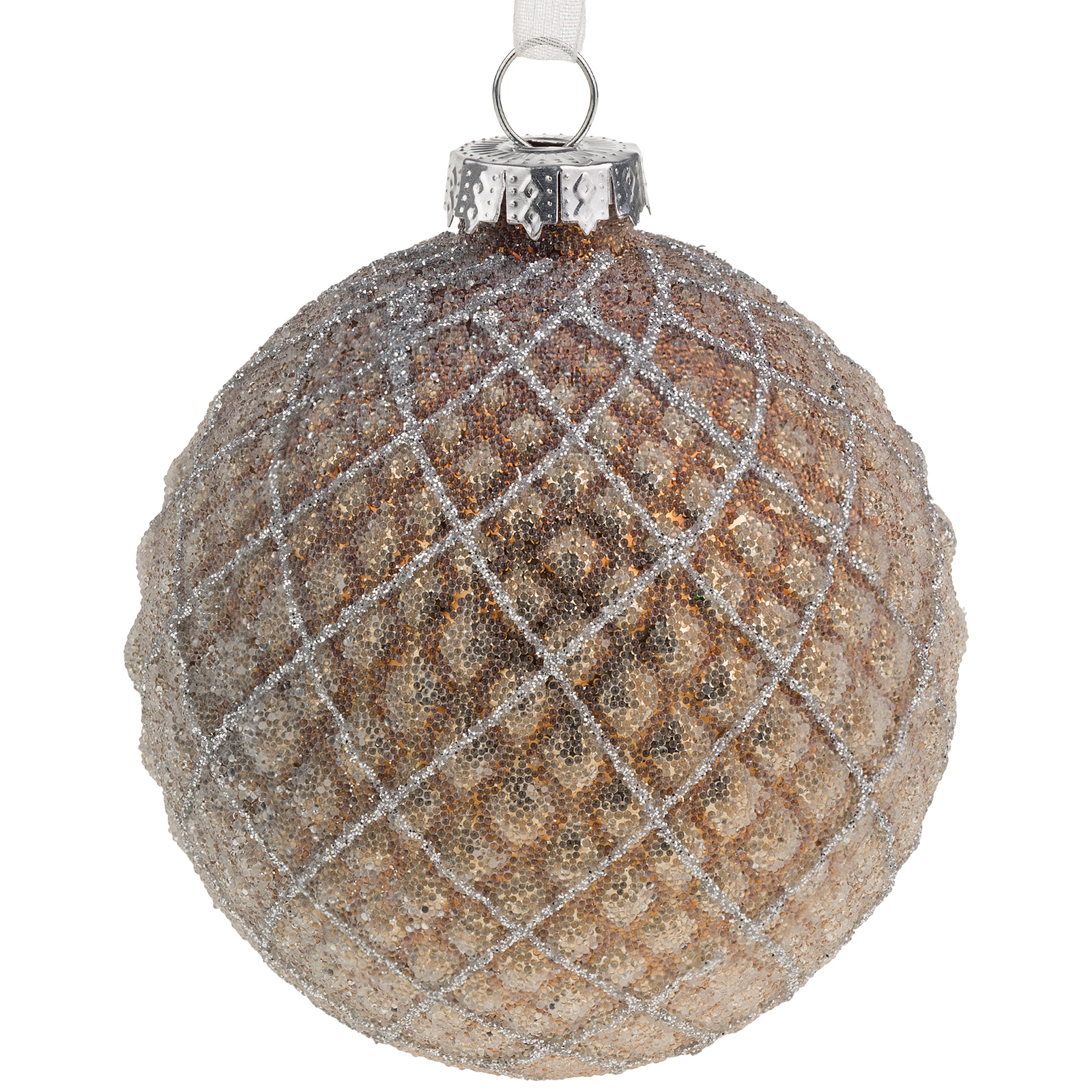 Елочная игрушка "Шар" (стекло), D8 см Золотой