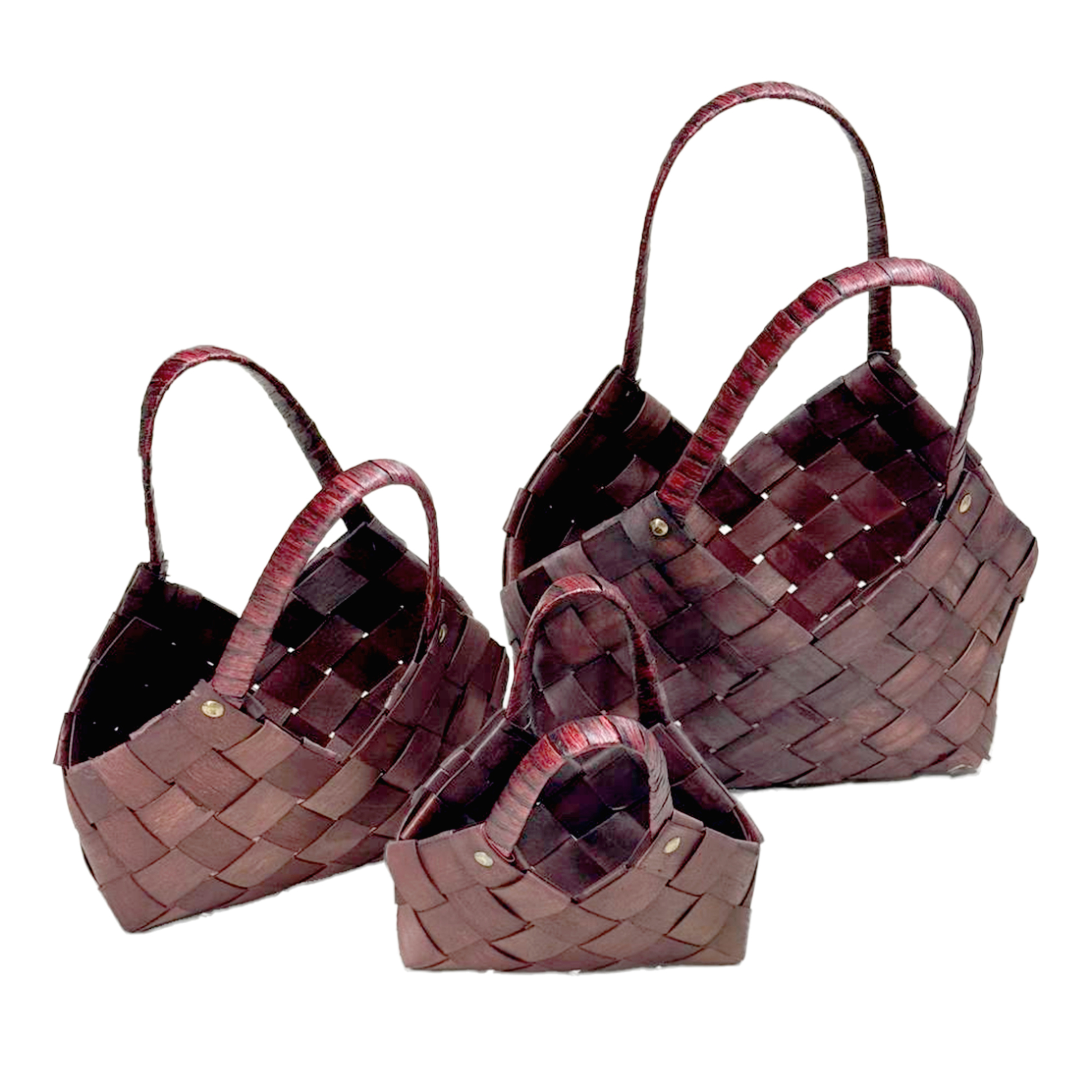 Корзина плетеная (водоросли), 16x19xH11 см - 28x18xH19 см, набор (3 шт) Коричневый