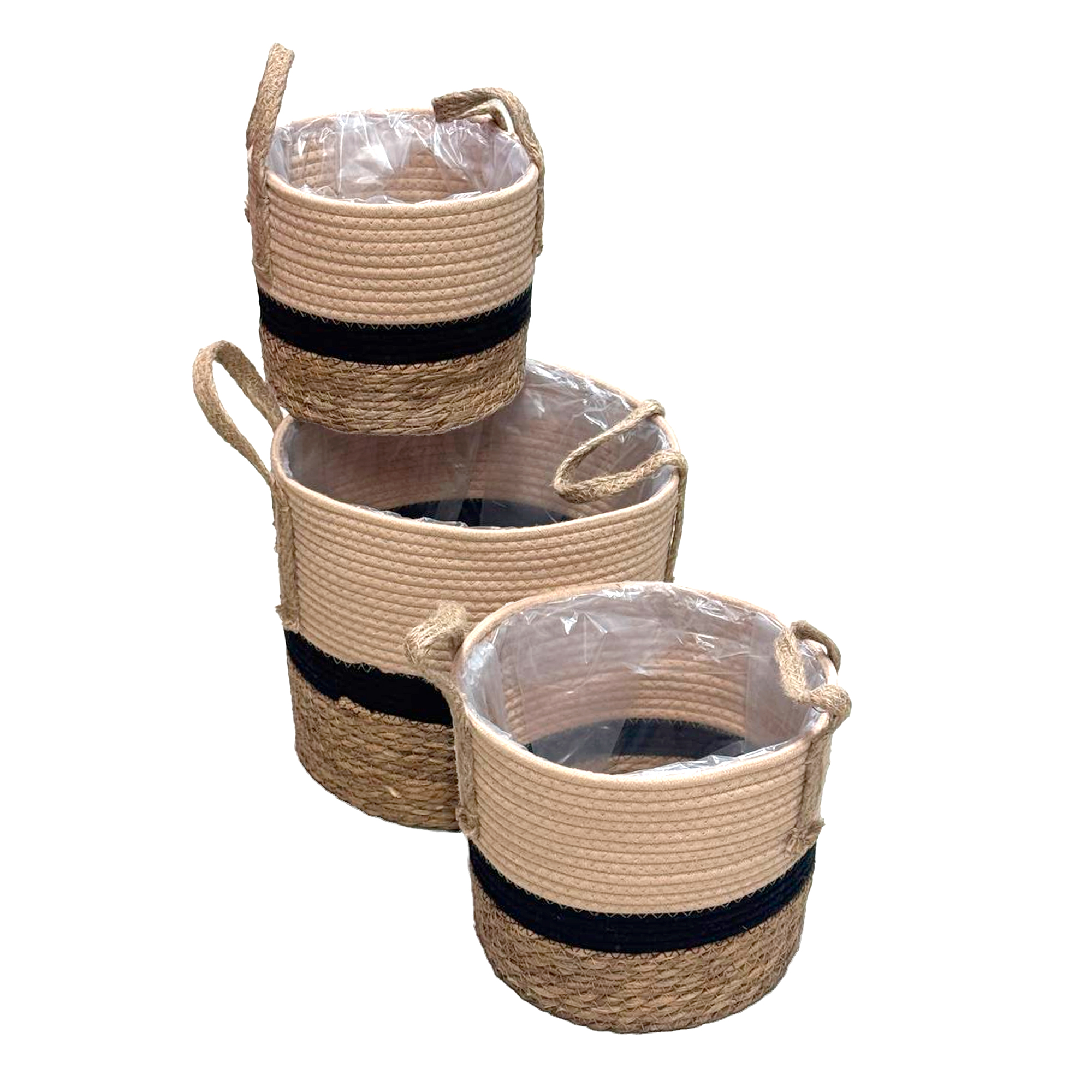 Корзина плетеная (водоросли), D24xH21 см - D31xH27 см, набор (3 шт) Натуральный