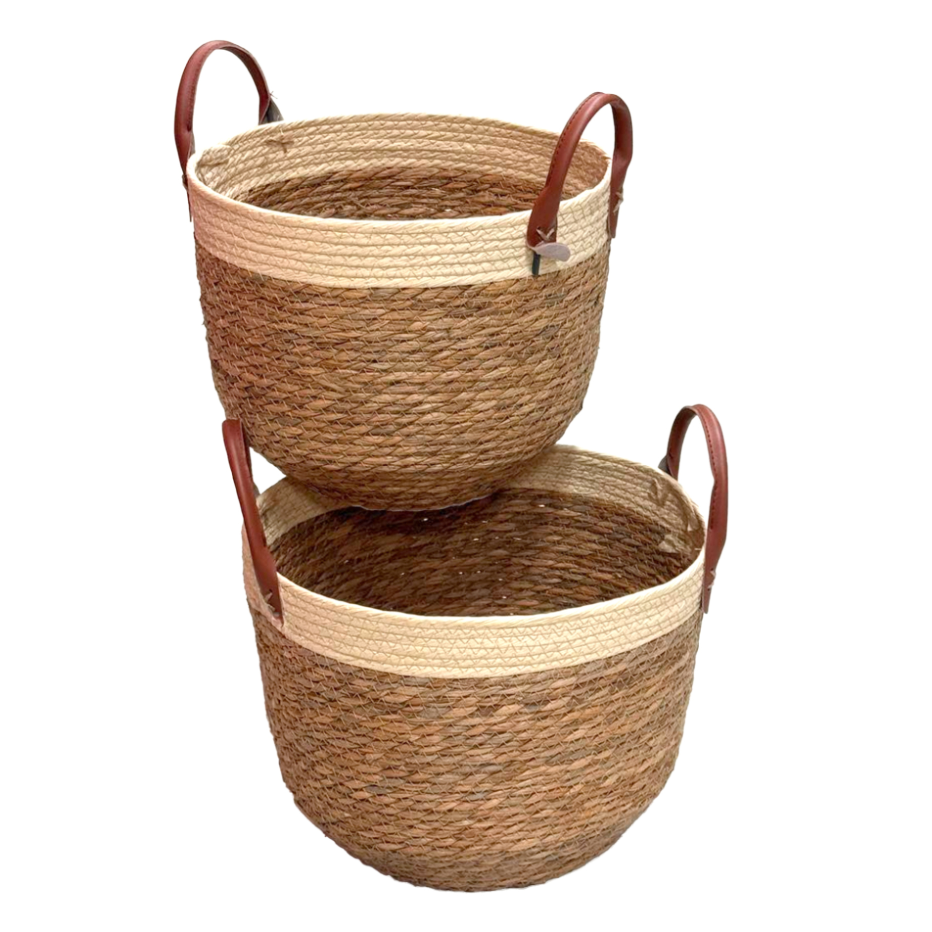 Корзина плетеная "Кант" (водоросли), D27xH22 см, D30xH25 см, набор (2 шт) Натуральный