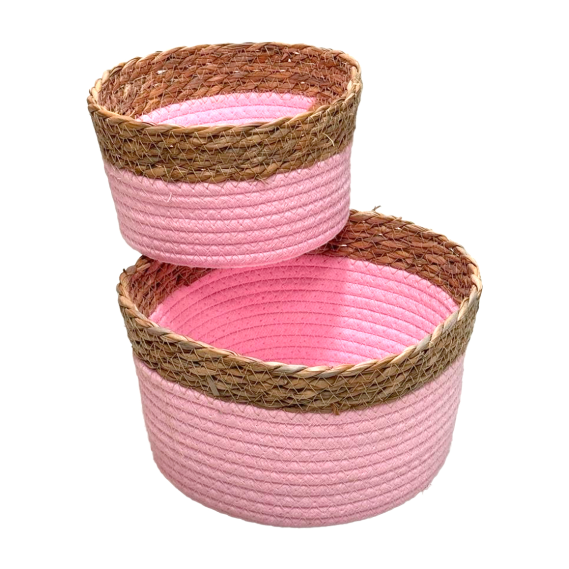 Кашпо плетеное (водоросли), D22xH13 см, D17xH10 см, набор (2 шт) Розовый