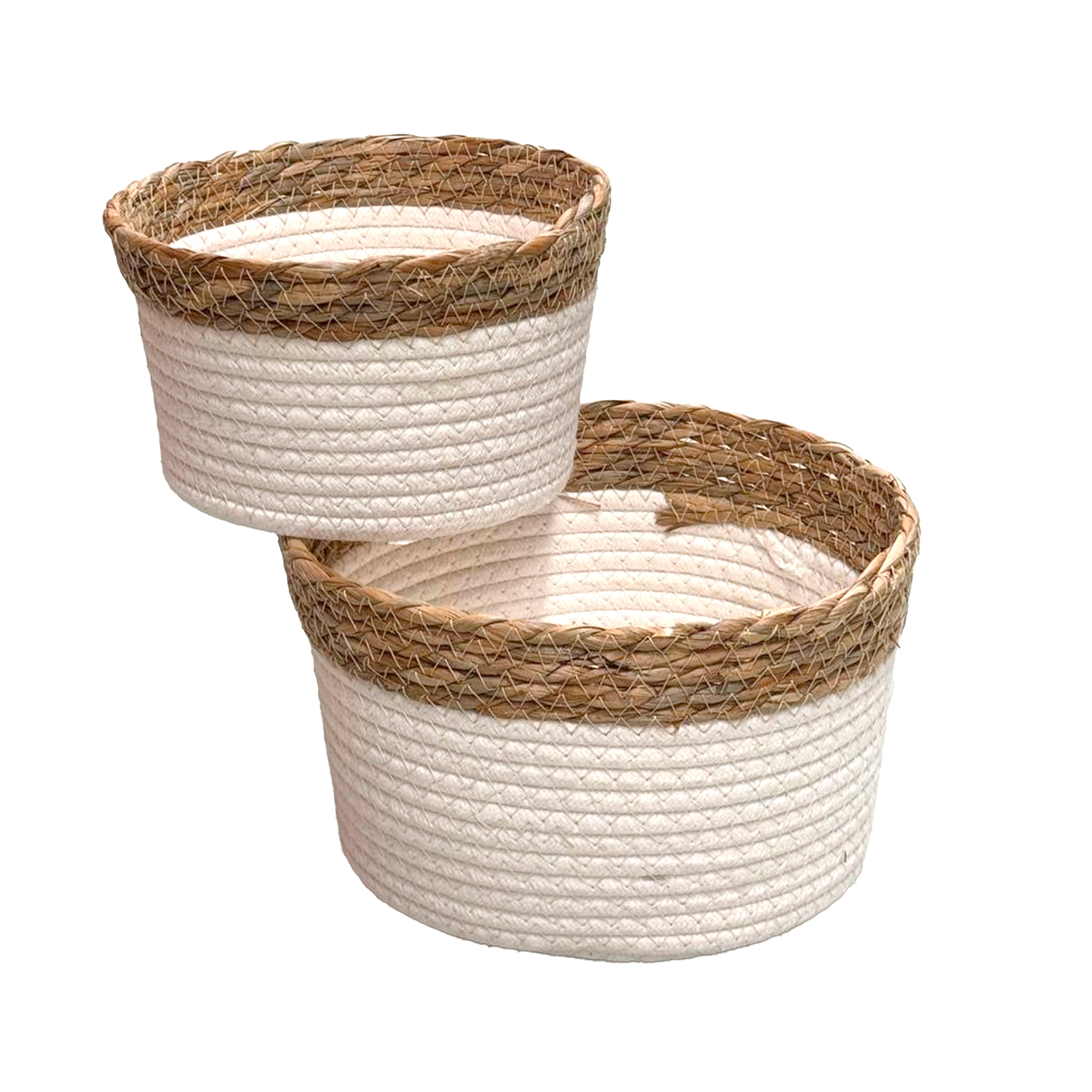 Кашпо плетеное (водоросли), D22xH13 см, D17xH10 см, набор (2 шт) Белый