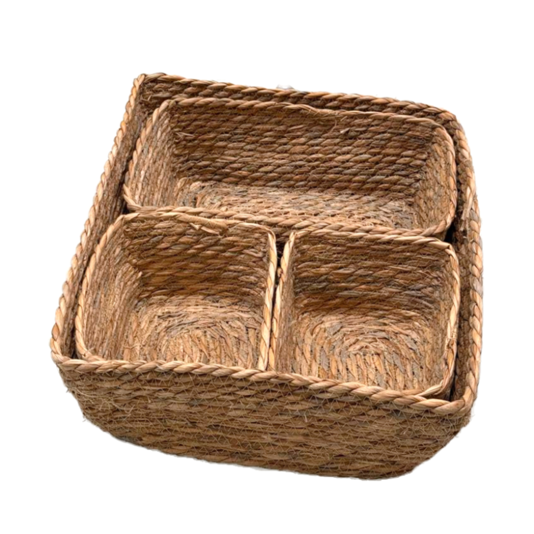 Кашпо плетеное (водоросли), 19x14xH10 см - 37x31xH12 см, набор (3 шт) Натуральный
