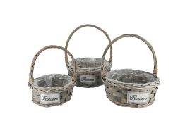 Корзина плетеная (ива), D28xH12/36 см Серый