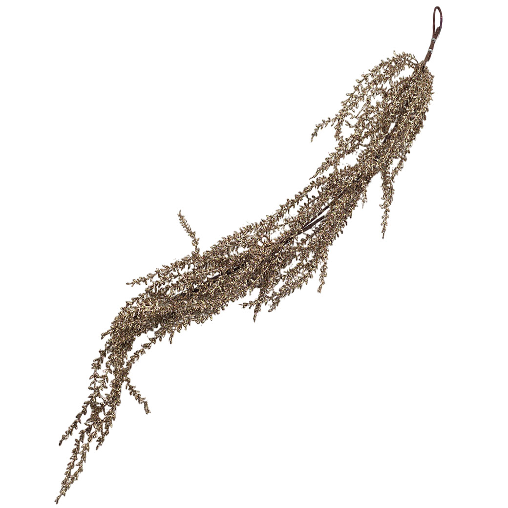 Ветка искусственная "Амарант" (пластик), H96 см, с глиттером Золотой