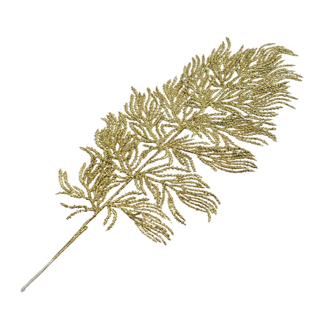 Ветка искусственная (пластик), H70 см, с глиттером Золотой