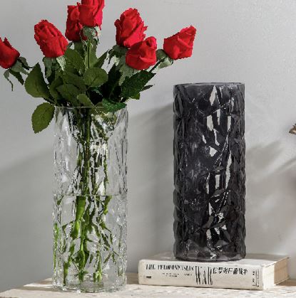 Ваза "Crackle" (стекло), D12,5xH28,5 см Серый