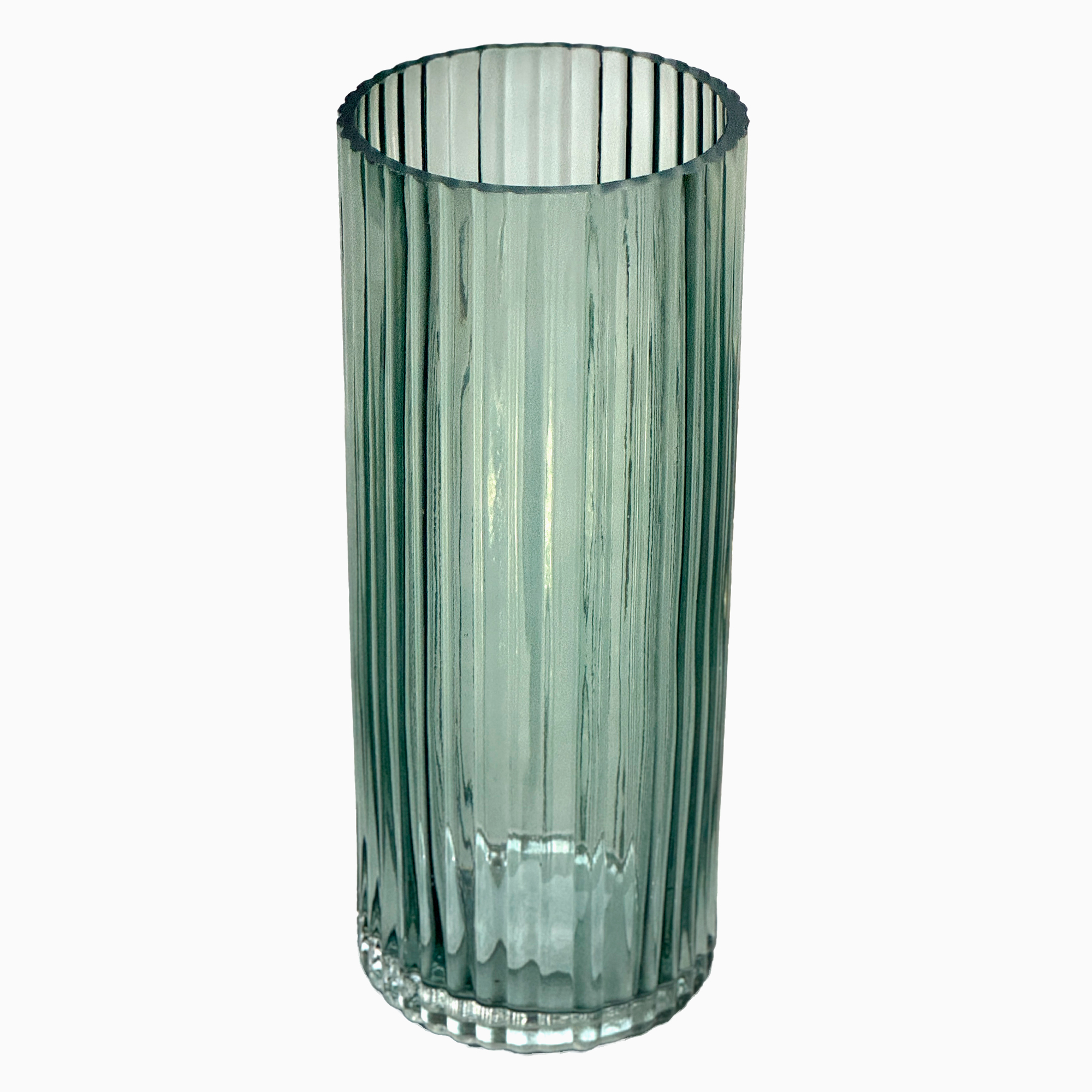 Ваза "Ribbed" (стекло), D12xH29,5 см Морская волна