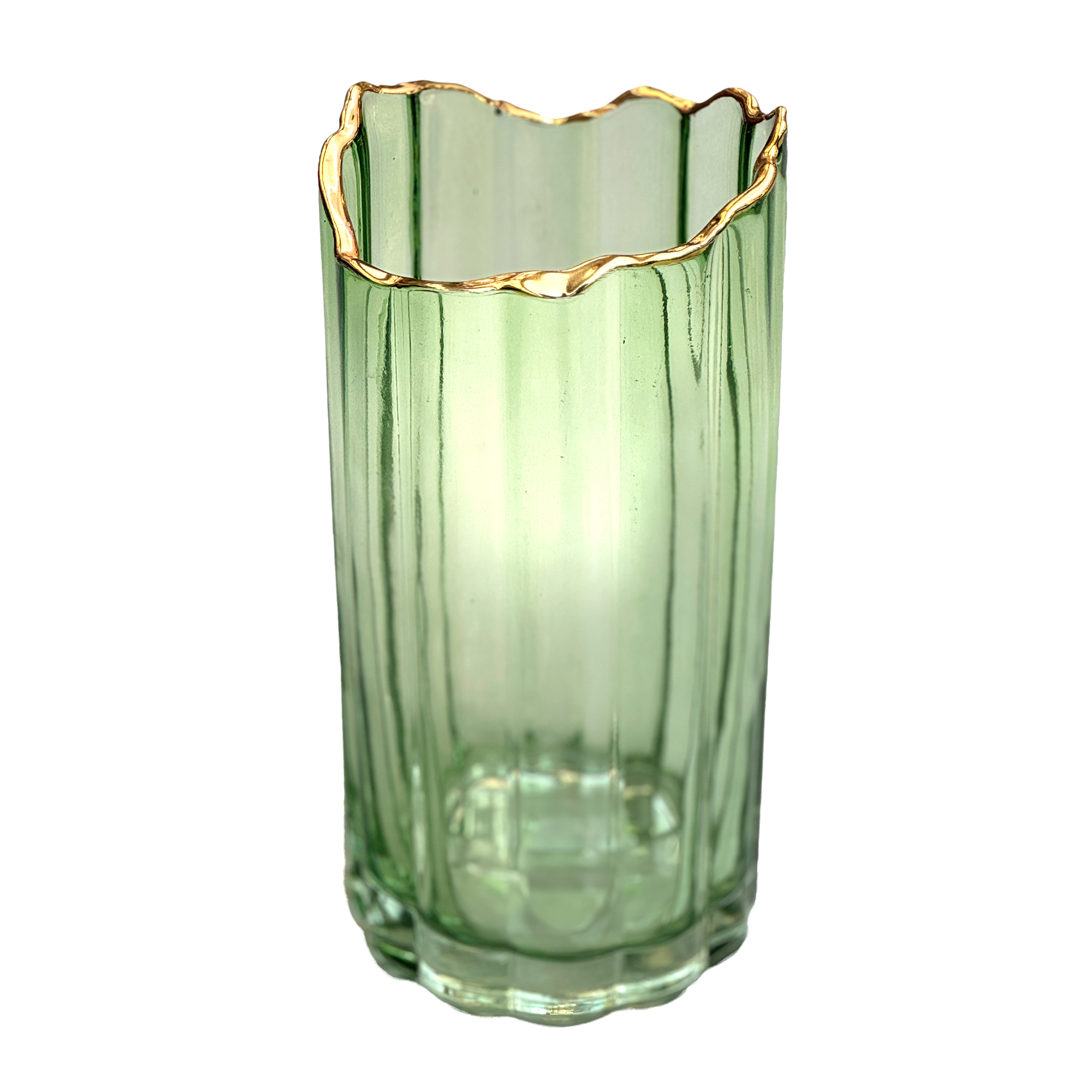 Ваза "Gold rough edge" (стекло), D12xH25 см Зеленый