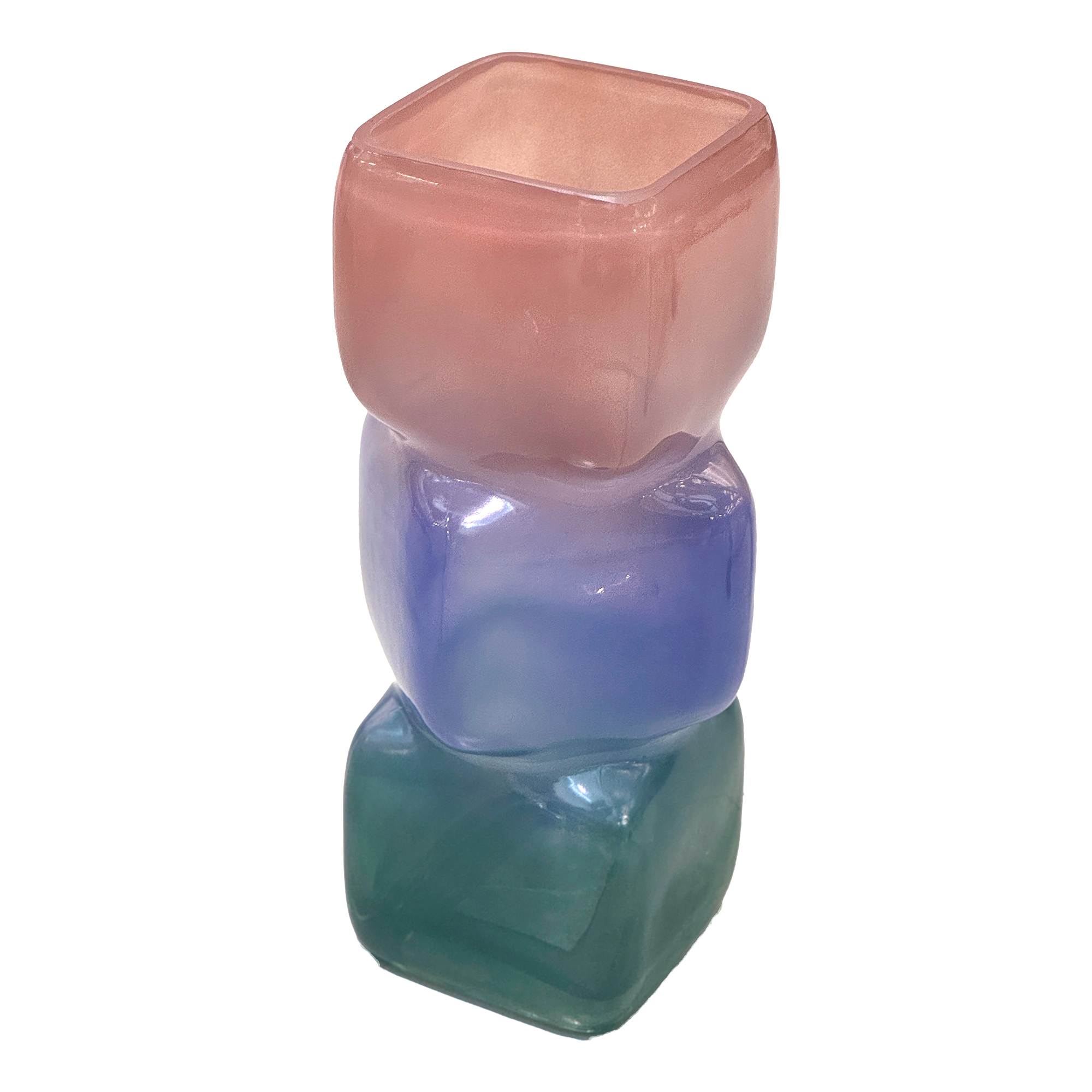 Ваза "Cubico" (стекло), 10xH28 см Желтый-Зеленый