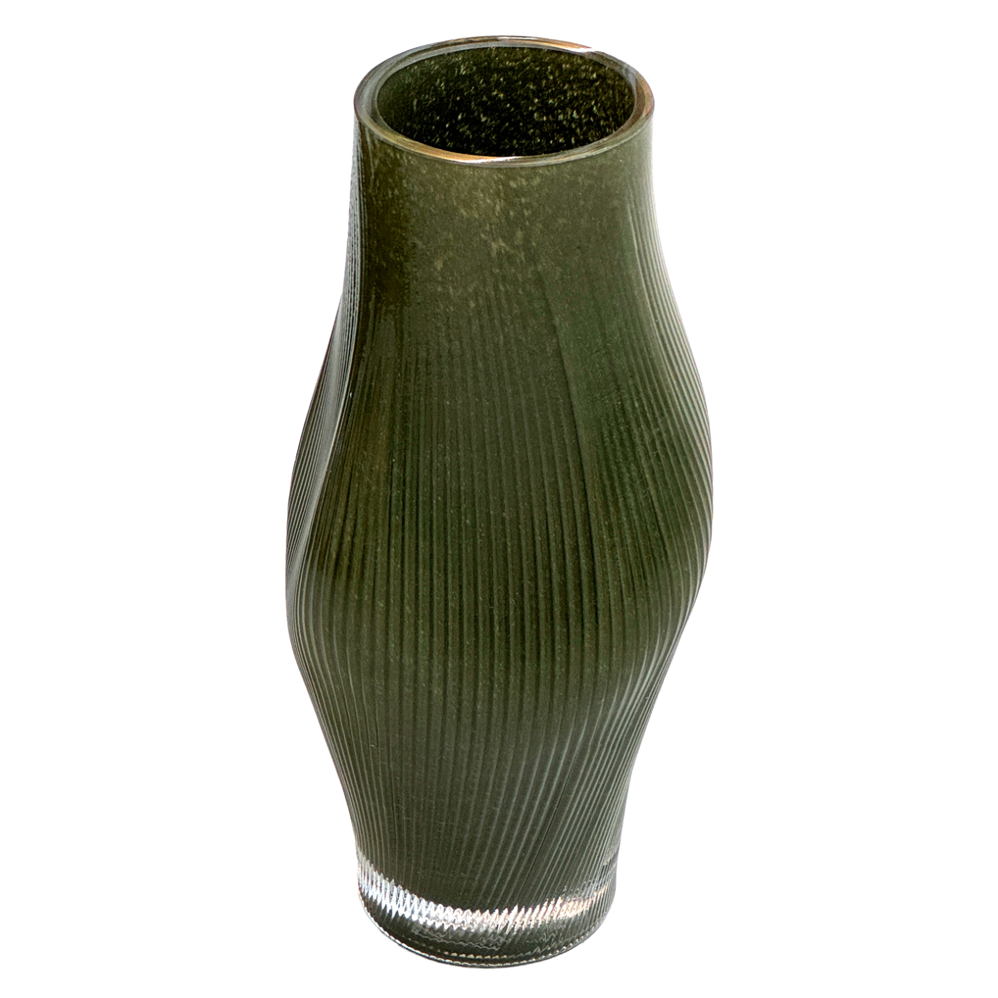 Ваза "Hammered" (стекло), D14xH31 см Темно-зеленый