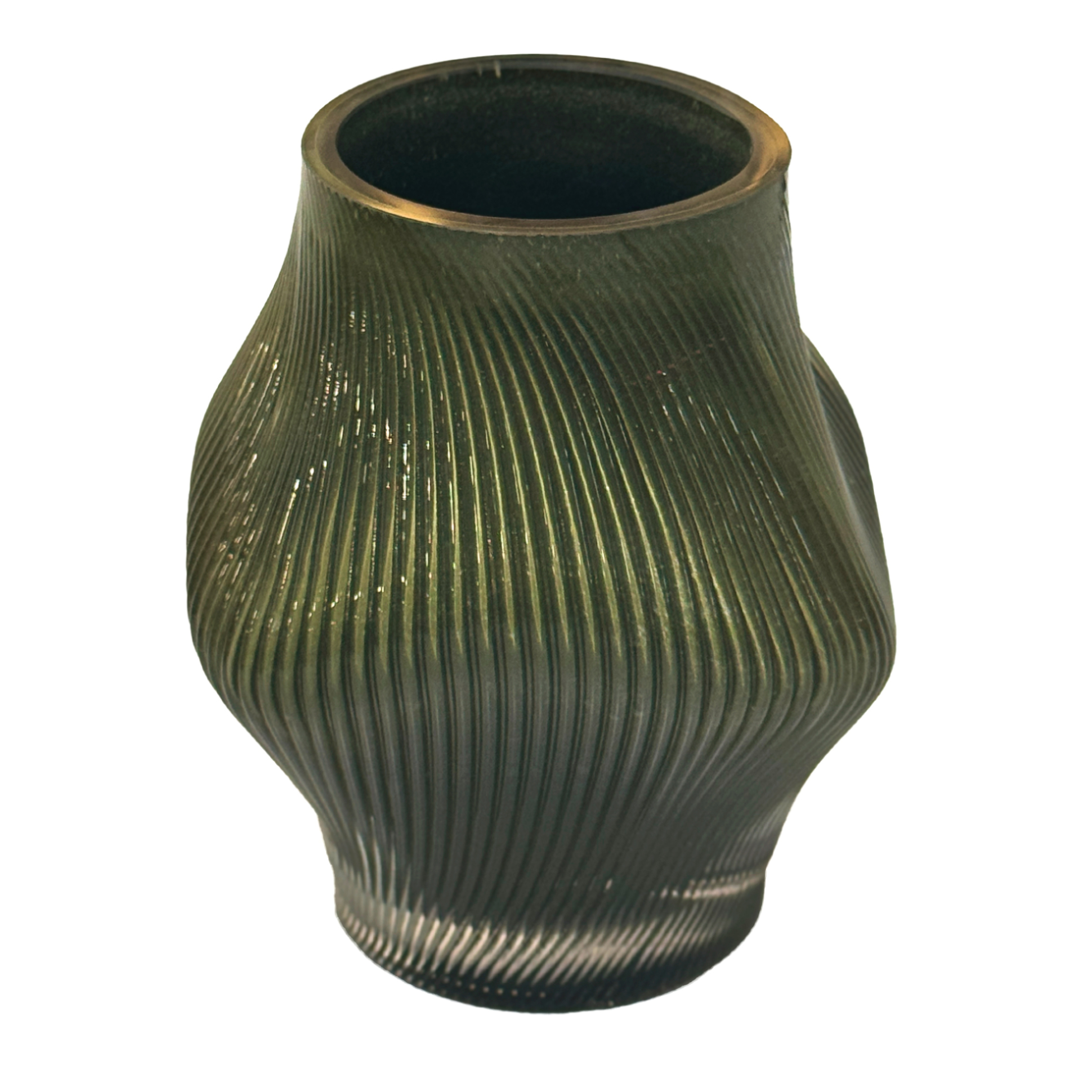 Ваза "Hammered" (стекло), D17xH20,5 см Темно-зеленый