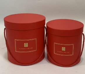 Коробка шляпная "Flowers for you", D20xH20 см, D17,5xH17,5 см, набор (2 шт), с ручкой Красный