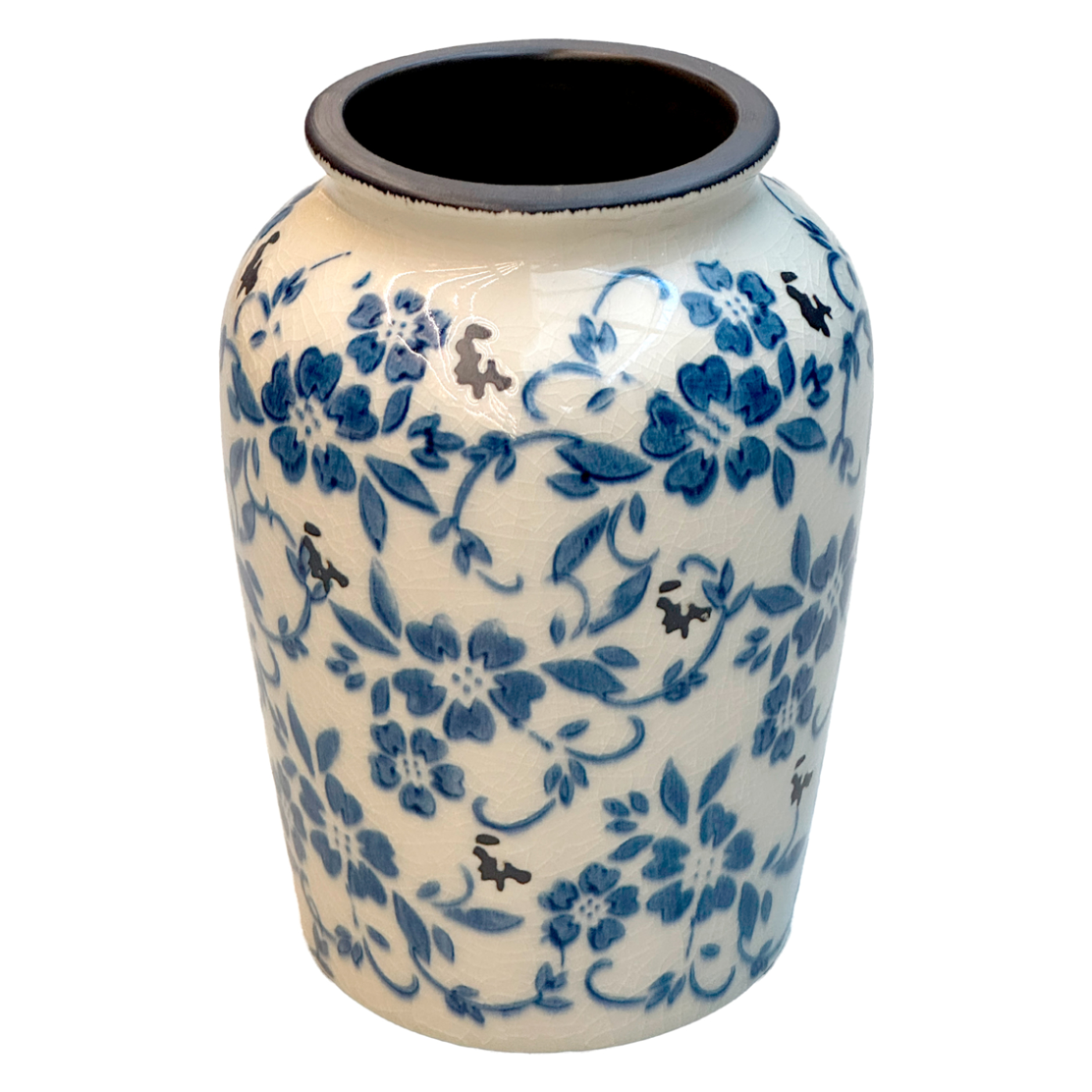 Ваза "Flower Blue" (керамика), D15xH21 см Белый-синий