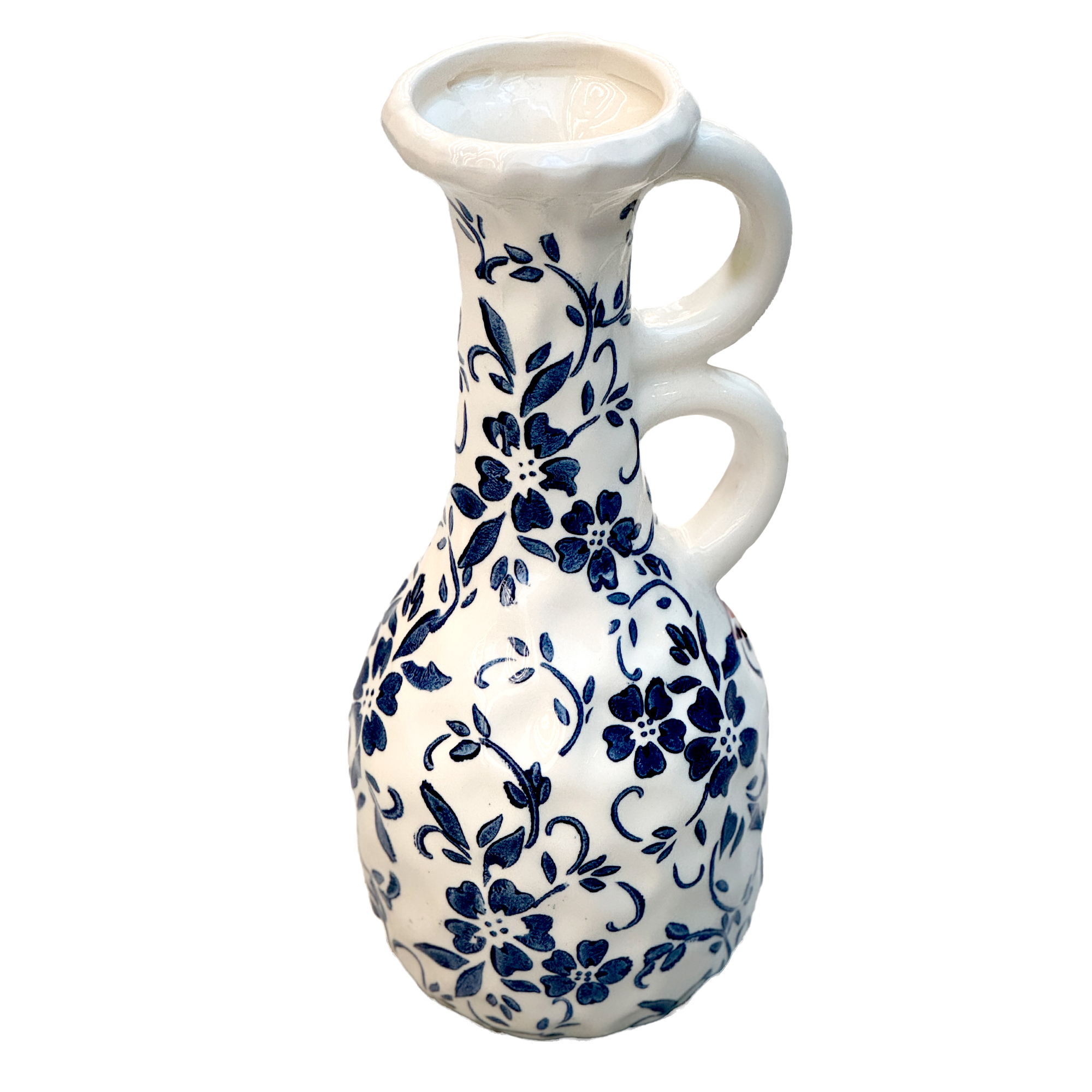 Ваза "Flower Blue" (керамика), D11xH29 см Белый-синий