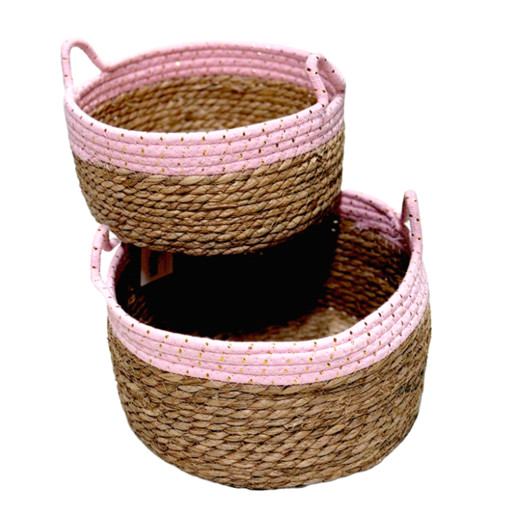 Корзина плетеная (трава), D28xH15 см, D25xH12 см, набор (2 шт) Натуральный