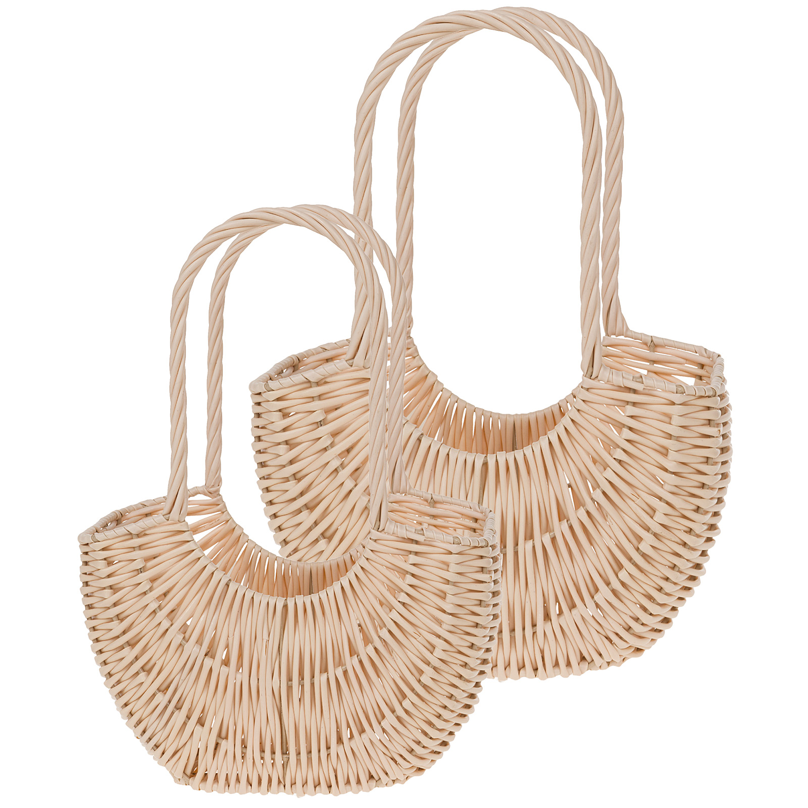 Корзина плетеная (пластик), 25x12xH16/34 см, 23x11xH13/32 см, набор (2 шт) Бежевый