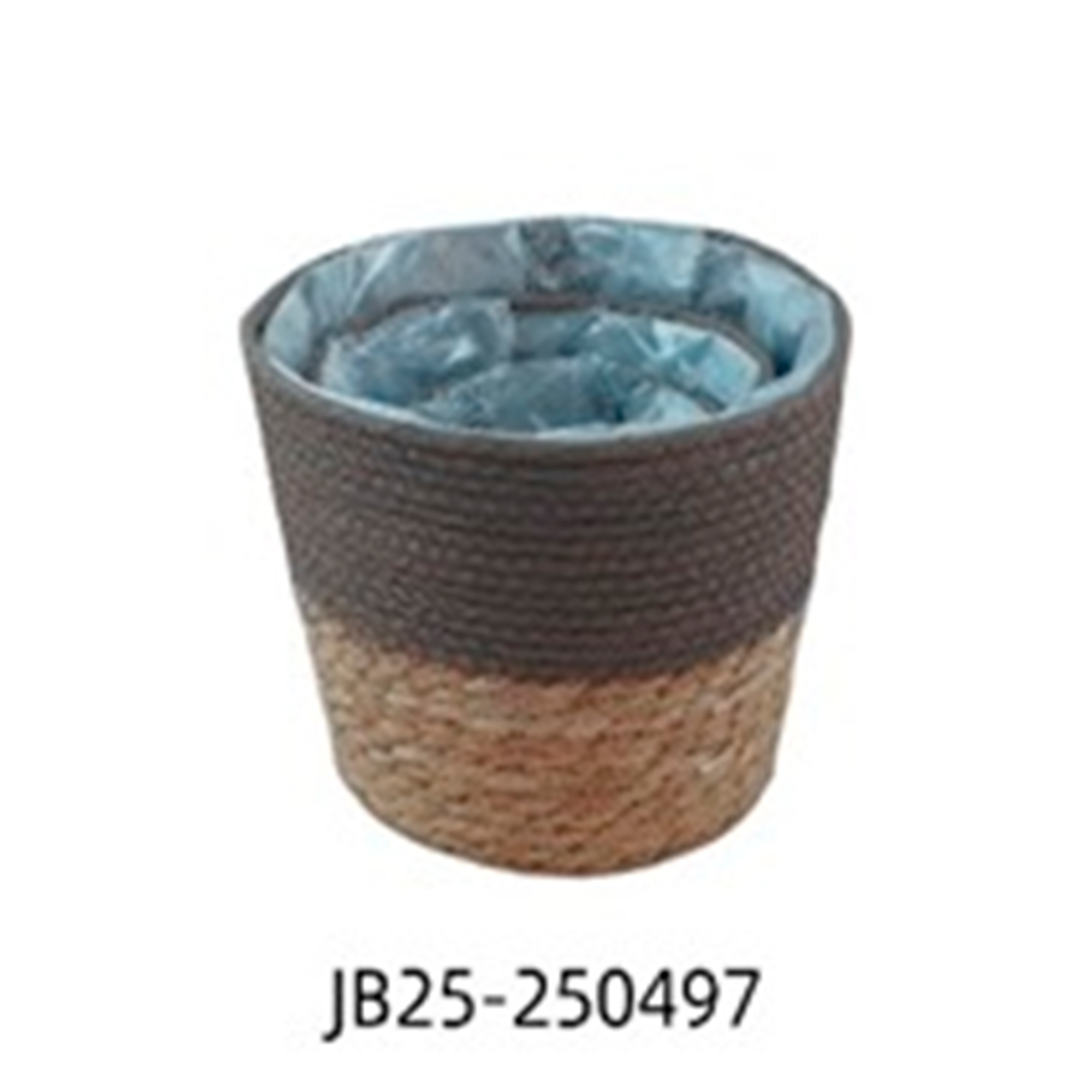 Корзина плетеная (водоросли, ткань), D24xH18 см - D15xH12 см, набор (3 шт) Коричневый