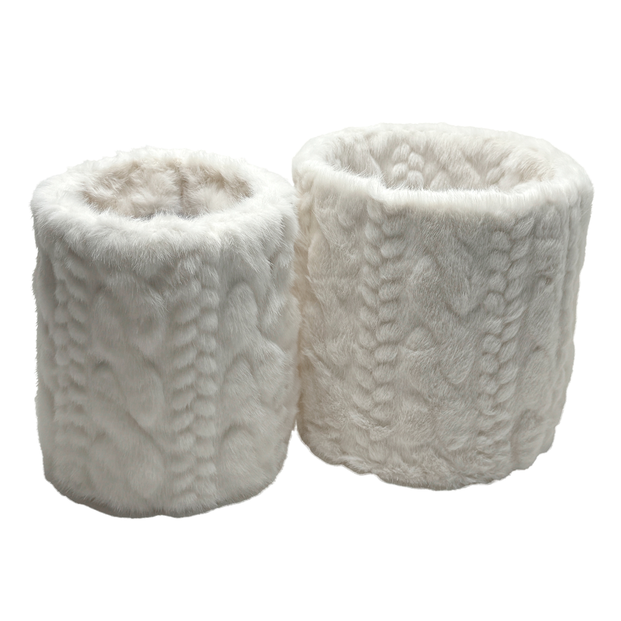 Коробка шляпная (иск. мех), D18,5xH18 см, D14xH17,5 см, набор (2 шт) Белый