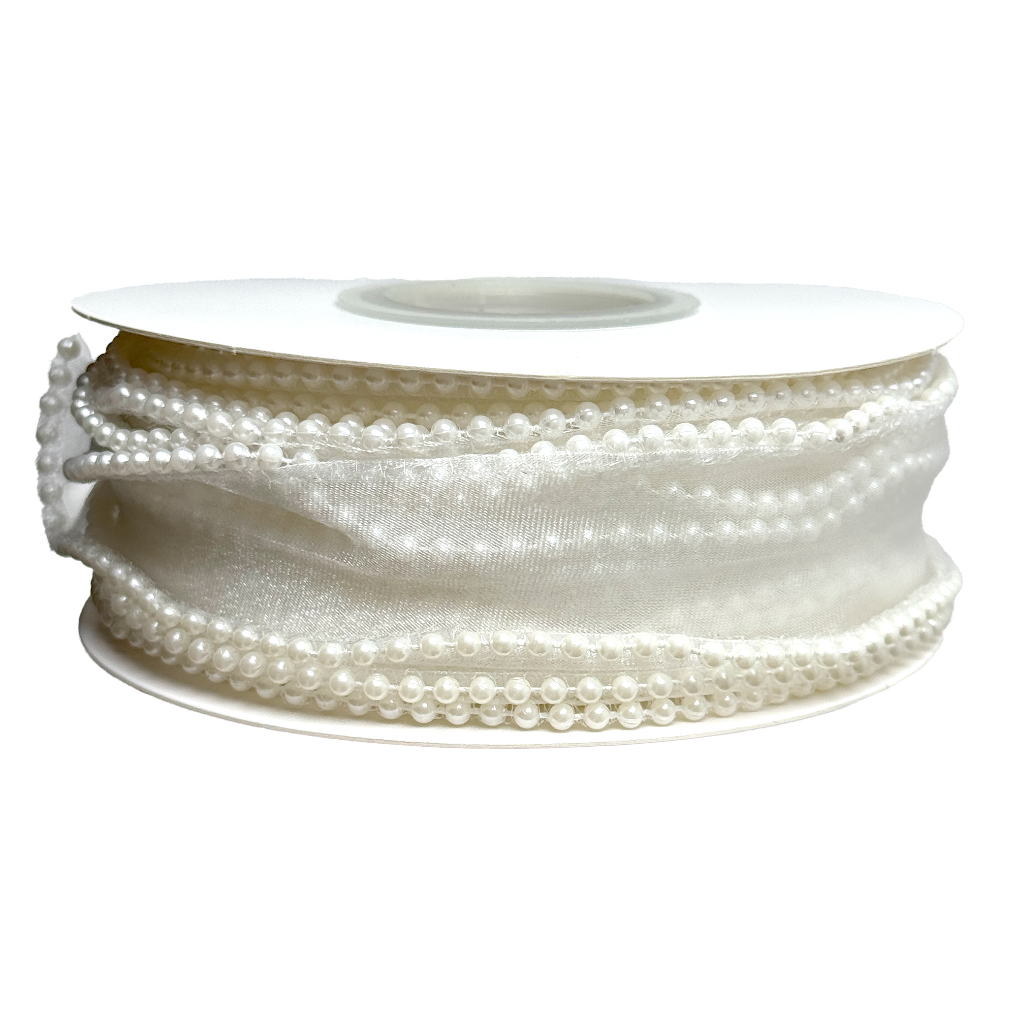 Лента органза "Жемчуг", 40 ммx5 ярд Белый