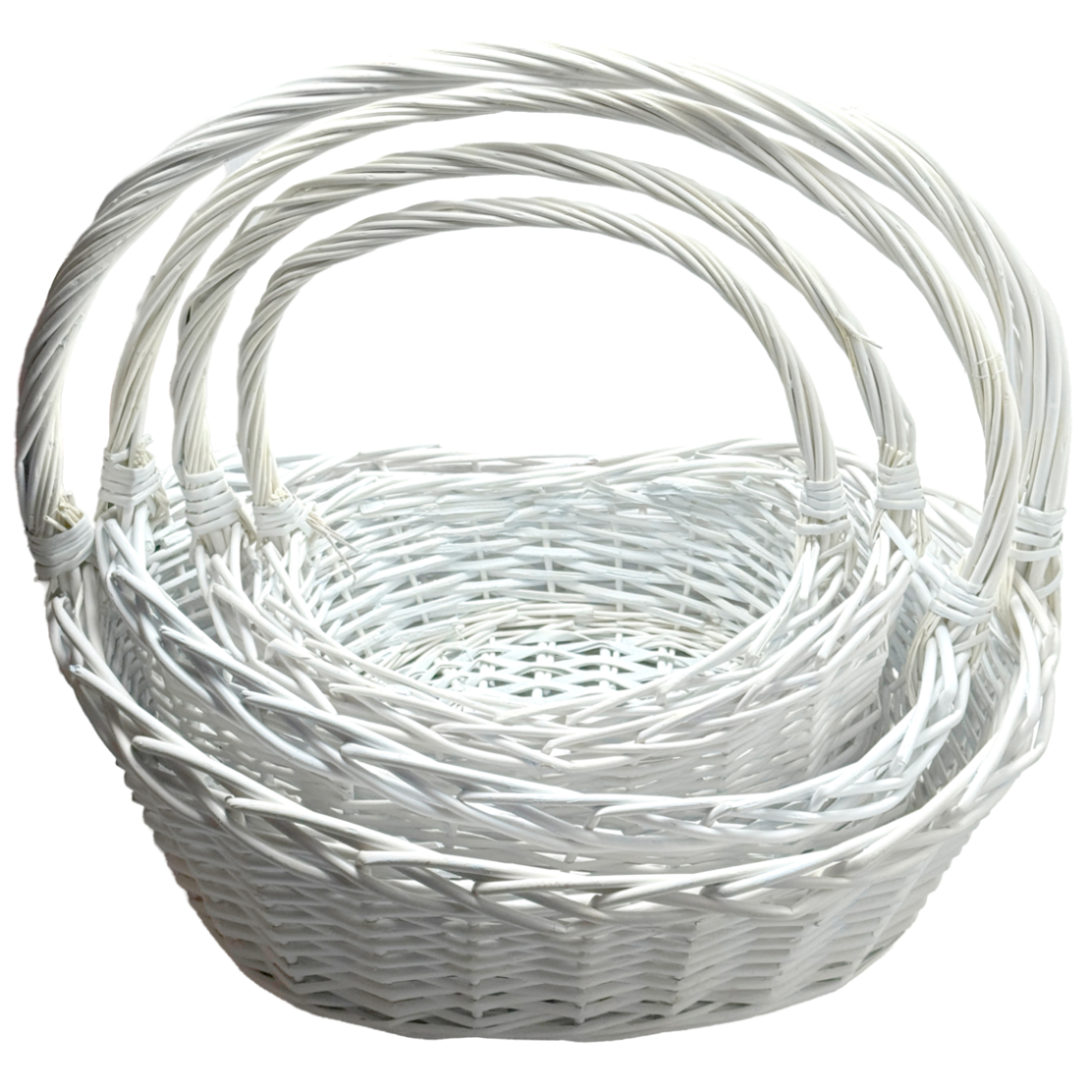 Корзина плетеная (ива), 52x39xH19/46 см - 32x21xH12/32 см, набор (4 шт) Белый