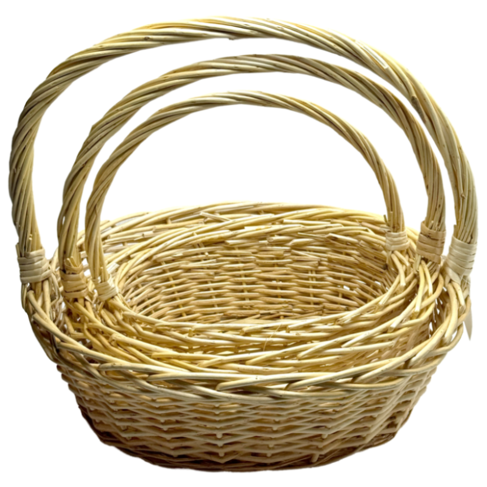 Корзина плетеная (ива), D34xH13/35 см - D24xH9/25 см, набор (3 шт) Натуральный