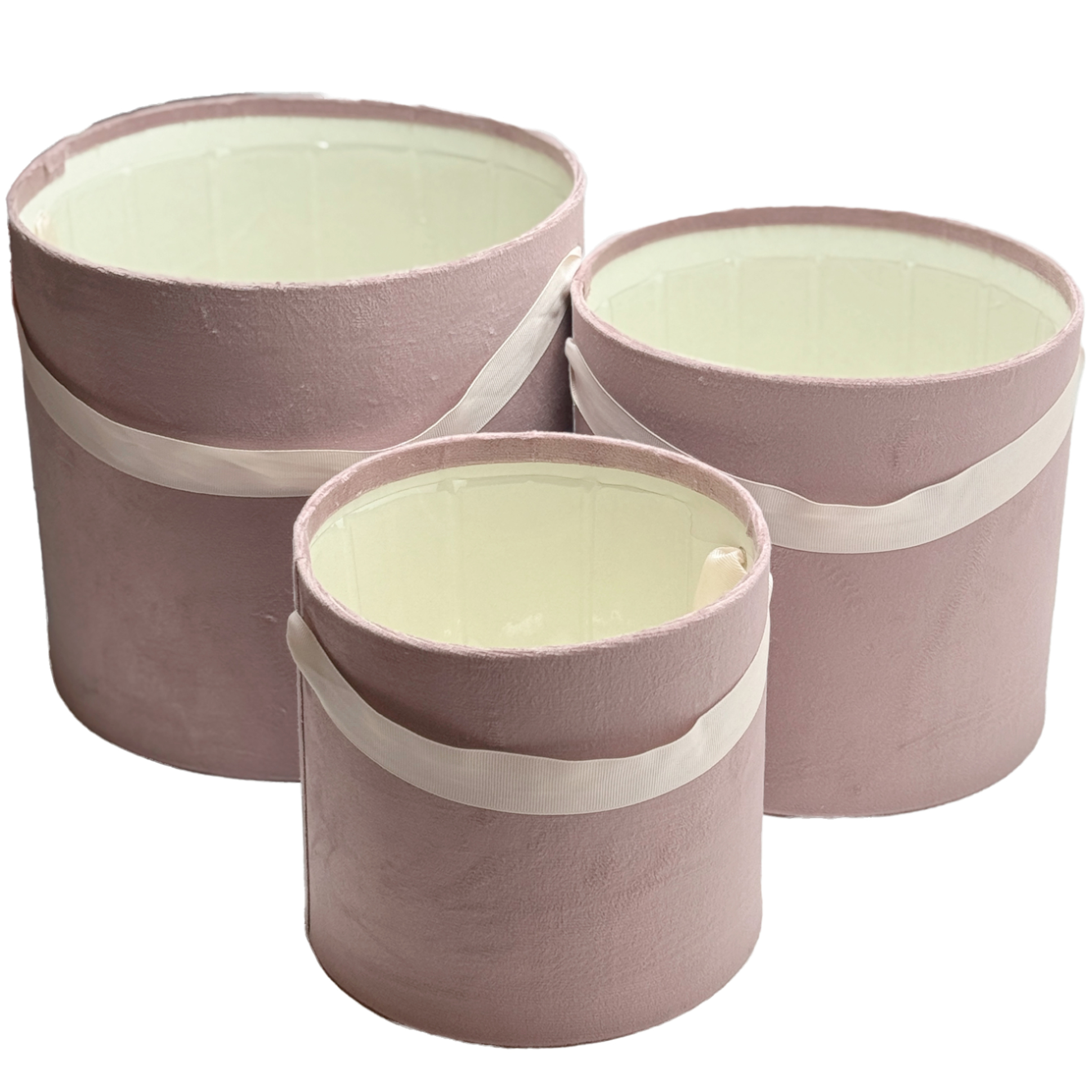 Коробка шляпная (бархат), D22xH23,5 см - D16xH17,5 см, набор (3 шт), с вставкой, без крышки Фиолетовый