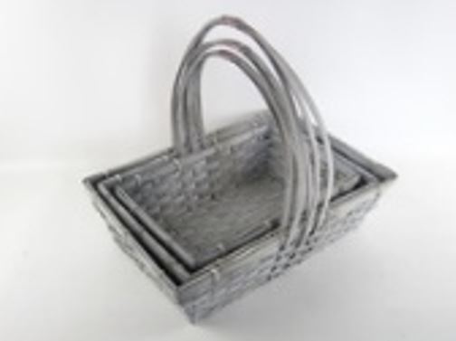 Корзина плетеная (бамбук), 40x29xH11/35 см - 32x22xH9/29 см, набор (3 шт) Серый