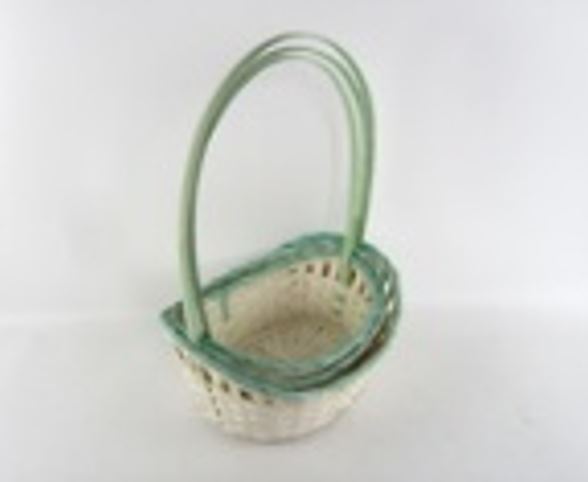 Корзина плетеная "Кант" (бамбук), 30x25xH9/42 см - 25x19xH7/38 см, набор (3 шт) Зеленый