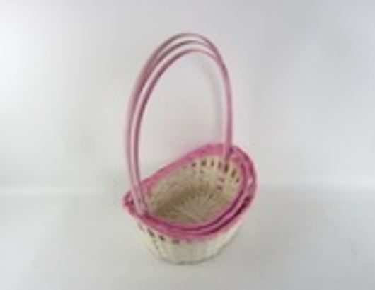 Корзина плетеная "Кант" (бамбук), 30x25xH9/42 см - 25x19xH7/38 см, набор (3 шт) Розовый