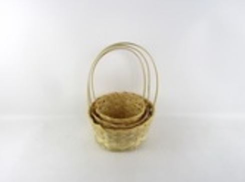 Корзина плетеная (бамбук), D21xH10/36 см - D16xH10/32 см, набор (3 шт) Натуральный