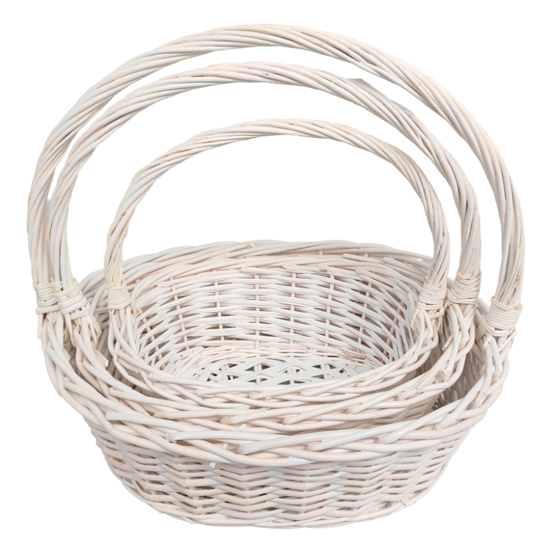 Корзина плетеная (ива), 38x30xH12/35 см - 26x20xH8/25 см, набор (3 шт) Белый