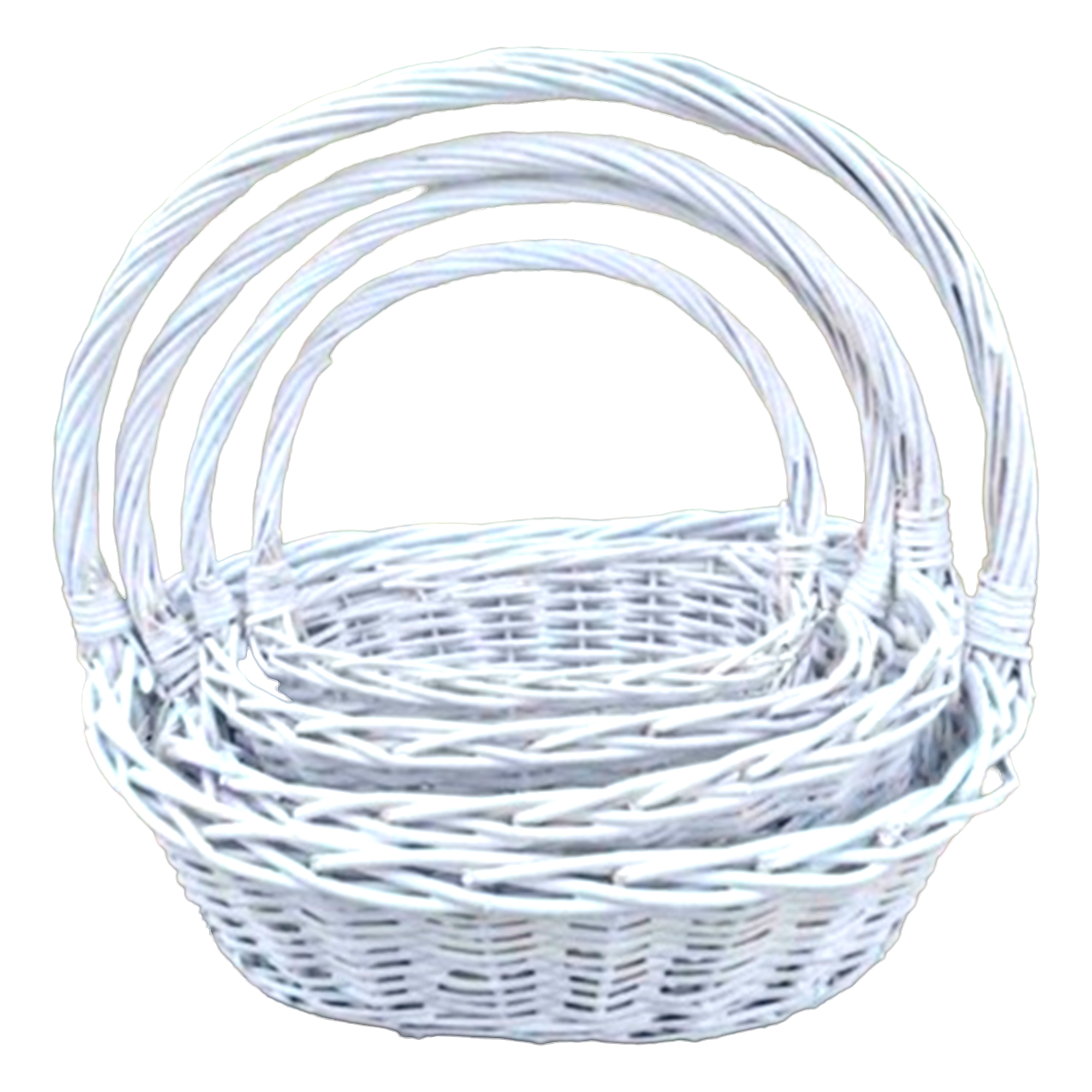 Корзина плетеная (ива), 43x36xH15/40 см - 28x20xH10/25 см, набор (4 шт) Белый