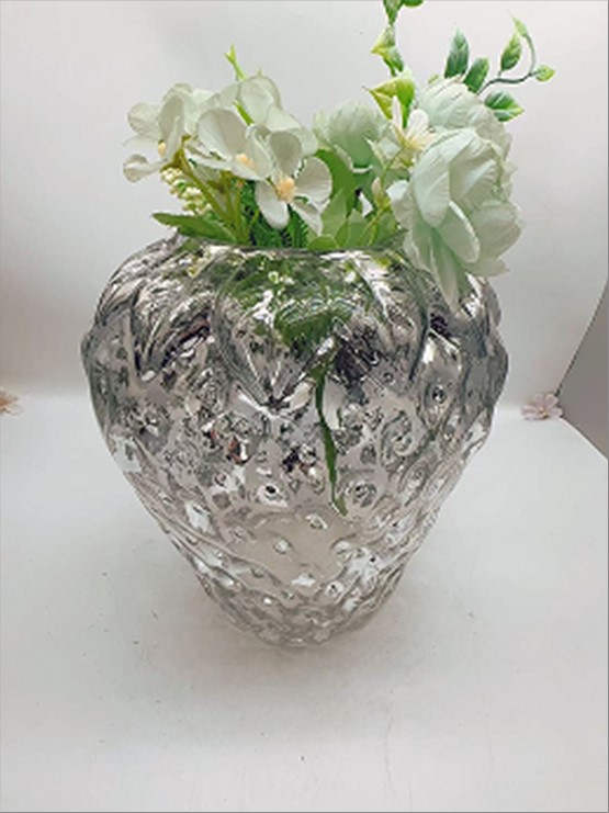 Ваза "Клубника" (стекло), D23xH23 см Серебряный