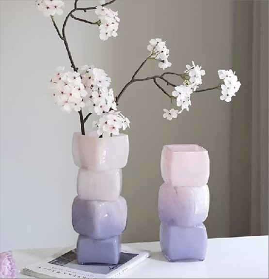 Ваза "Balance" (стекло), 10x10xH30 см Сиреневый