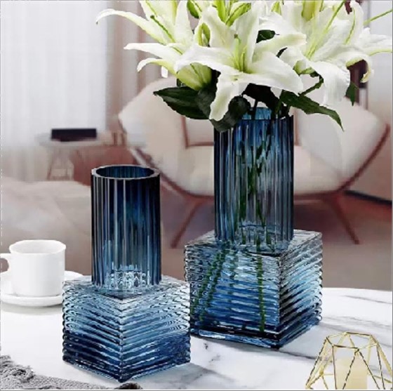 Ваза "Mechanic" (стекло), D12xH25 см Синий