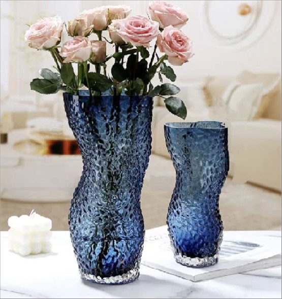 Ваза "Dance" (стекло), D15xH30 см Синий