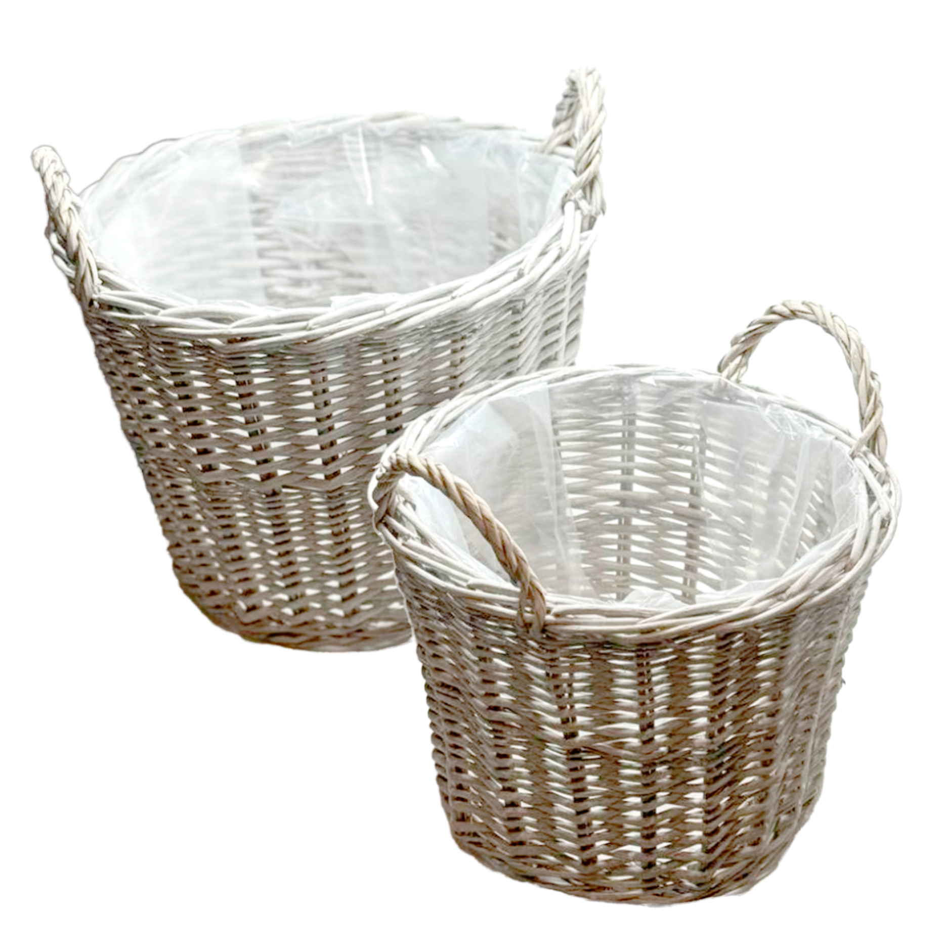 Корзина плетеная (ива), D39xH29 см, D31xH23 см, набор (2 шт) Серый